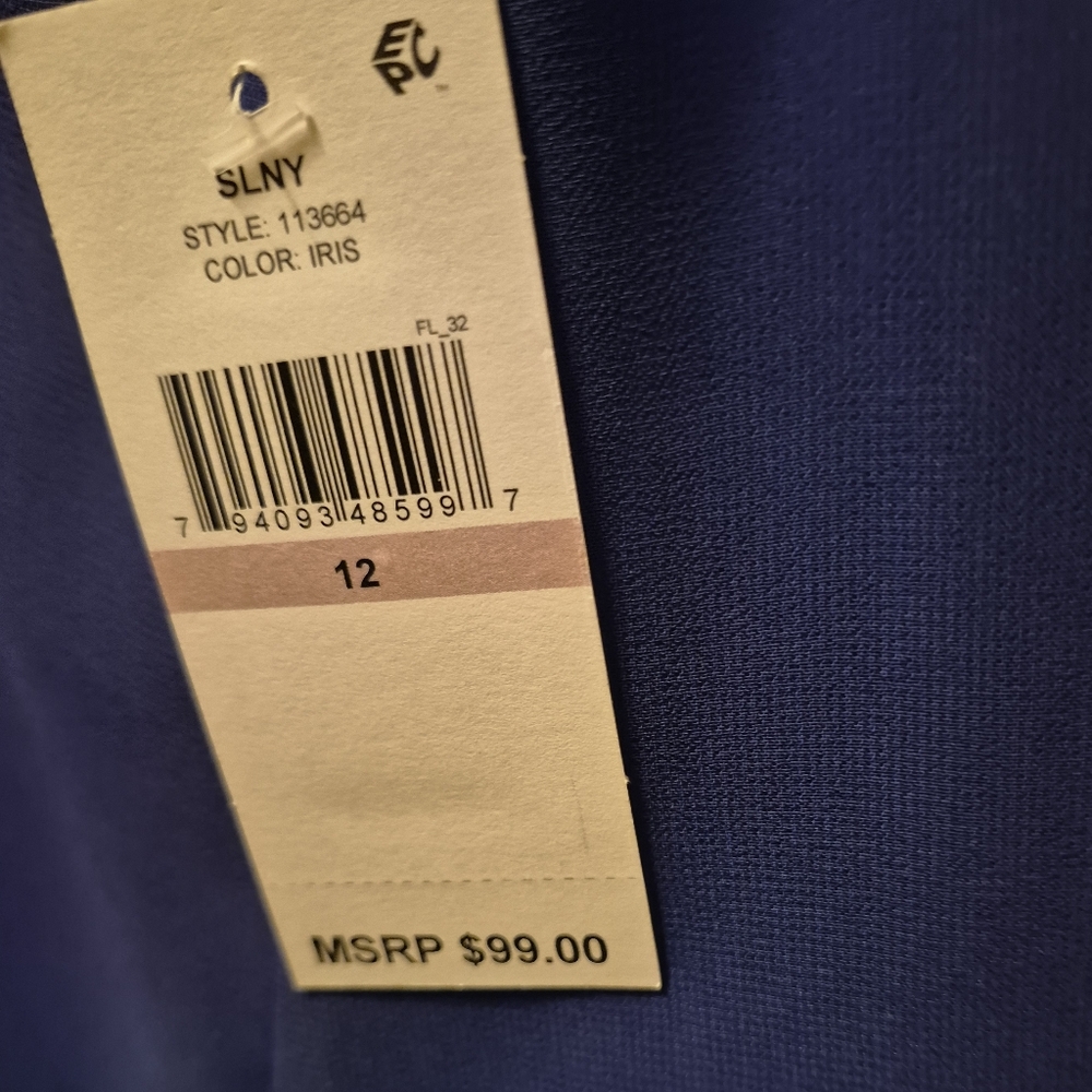 SLNY Women' Elegant Chiffon Layered Sleeveless Mini Iris-Blue Dress Size 12 - Picture 11 of 13